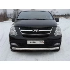 Защита передняя овальная с ДХО 75х42 мм для Hyundai H-1 Starex 2007-2018