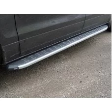 Пороги алюминиевые ТСС с накладкой серебристые для Hyundai H1 Starex 2007-2018