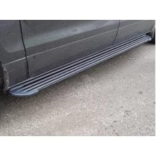 Пороги алюминиевые Slim Line Black для Hyundai H-1 Starex 2019-2021