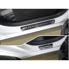 Накладки на пороги зеркальный лист надпись Hyundai 4 штуки для Hyundai i30 2017-2024