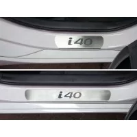 Накладки на пороги надпись i40 шлифованный лист для Hyundai i40 2011-2019