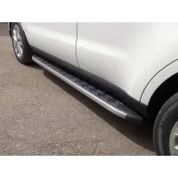 Пороги алюминиевые с накладкой ТСС серые для Kia Soul 2016-2024