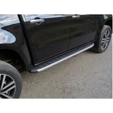 Пороги алюминиевые ТСС с накладкой серебристые для Mercedes-Benz X-Class 2018-2020