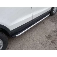 Пороги алюминиевые ТСС с накладкой для Mitsubishi Outlander 2010-2012