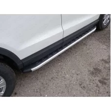 Пороги алюминиевые ТСС с накладкой для Mitsubishi Outlander 2010-2012