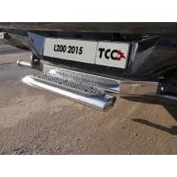 Защита задняя со ступенькой овальная 120х60 мм под фаркоп для Mitsubishi L200 2015-2019