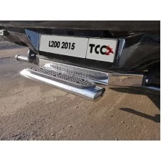 Защита задняя со ступенькой овальная 120х60 мм под фаркоп для Mitsubishi L200 2015-2019