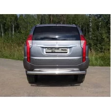 Защита заднего бампера овальная 75х42 мм для Mitsubishi Pajero Sport 2016-2020