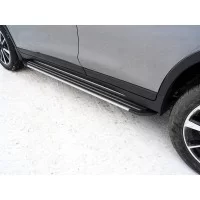 Пороги алюминиевые Slim Line Silver для Nissan X-Trail T32 2019-2024