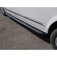 Пороги алюминиевые ТСС с накладкой чёрный карбон для Volkswagen Multivan T6 Long 2015-2024