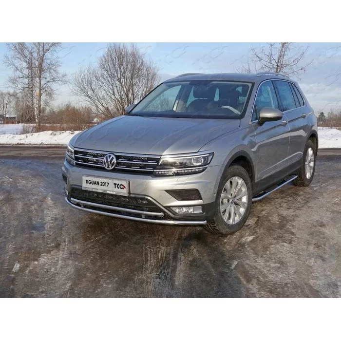 Накладка решётки радиатора нижняя лист без парктроников для Volkswagen Tiguan 2016-2024 артикул VWTIGOFR17-03
