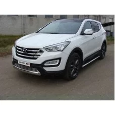 Защита передняя овальная короткая 75-42 мм для Hyundai Santa Fe 2012-2015