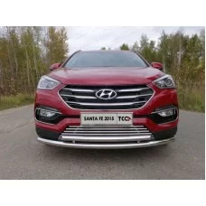 Защита передняя двойная 60-50 мм для Hyundai Santa Fe 2015-2018