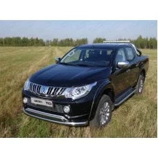 Защита передняя двойная 76-75 мм для Mitsubishi L200 2015-2019