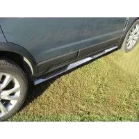 Пороги труба овальная с накладками 75х42 мм для Opel Antara 2010-2017