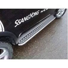 Пороги с площадкой алюминиевый лист 42 мм для SsangYong Actyon 2010-2024