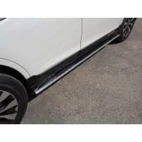 Пороги труба овальная с проступью укороченные 75х42 мм для Subaru Outback 2015-2021