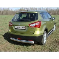 Защита заднего бампера овальная 75х42 мм для Suzuki SX4 New 2013-2024