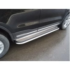 Пороги с площадкой нержавеющий лист 75х42 мм для Geely Atlas 2018-2024
