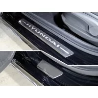 Накладки на пороги лист шлифованный надпись Hyundai 4 шт для Hyundai Accent 2018-2024
