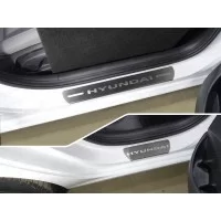 Накладки на пороги шлифованный лист надпись Hyundai 4 штуки для Hyundai i30 2017-2024