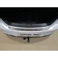 Накладка на задний бампер шлифованный лист надпись Sonata для Hyundai Sonata 2017-2019