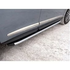 Пороги алюминиевые ТСС с накладкой для Infiniti QX60 2016-2020