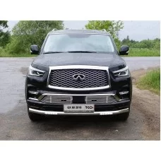Защита переднего бампера с ДХО 76 мм для Infiniti QX80 2018-2024