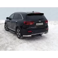 Защита задняя овальные уголки 75х42 мм для Kia Sorento Prime 2018-2020