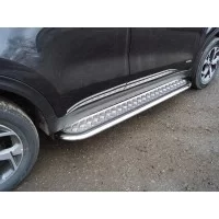 Пороги с площадкой алюминиевый лист 75х42 мм для Kia Sportage 2019-2024
