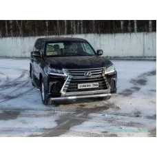 Защита переднего бампера с ДХО 76 мм для Lexus LX-570/450d 2015-2024