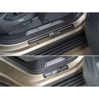 Накладки на пороги лист зеркальный надпись R-Line 4 шт для Volkswagen Touareg 2018-2024