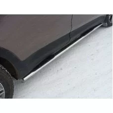 Пороги труба овальная с накладками 75-42 мм для Hyundai Santa Fe Grand 2014-2016