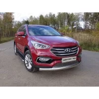 Защита передняя овальная длинная 75х42 мм для Hyundai Santa Fe 2015-2018