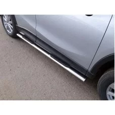 Пороги труба овальная с накладками 120х60 мм для Mazda CX-5 2015-2024