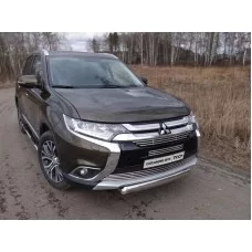 Защита передняя овальная 75х42 мм для Mitsubishi Outlander 2015-2018