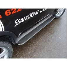 Пороги с площадкой нержавеющий лист 42 мм для SsangYong Actyon 2010-2024