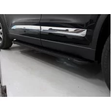 Пороги алюминиевые Slim Line Black для Chery Tiggo 8 2020-2024