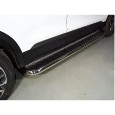 Пороги с площадкой нержавеющий лист 60 мм для Geely Coolray 2019-2023