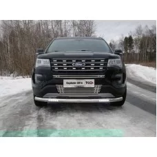 Защита переднего бампера с ДХО 76 мм для Ford Explorer 2015-2017