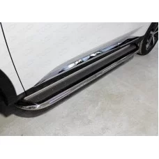 Пороги с площадкой нержавеющий лист 75х42 мм для Haval F7 2019-2024