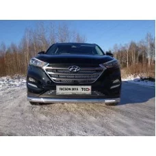 Защита передняя овальная с ДХО 75х42 мм для Hyundai Tucson 2015-2018