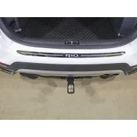 Накладка на задний бампер зеркальный лист надпись Rio для Kia Rio X-line 2017-2020