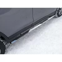 Пороги овальные с накладкой 75х42 мм для Nissan X-Trail T32 2019-2024
