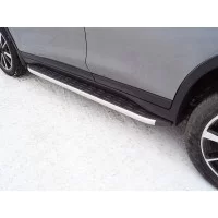 Пороги алюминиевые ТСС с накладкой для Nissan X-Trail T32 2019-2024