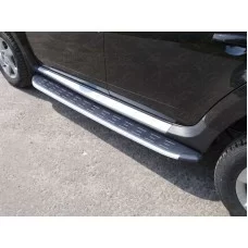 Пороги алюминиевые ТСС с накладкой для Renault Duster 2015-2021