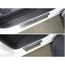 Накладки на пороги лист шлифованный надпись Volkswagen для Volkswagen Amarok 2016-2024
