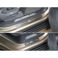 Накладки на пороги лист шлифованный надпись R-Line 4 шт для Volkswagen Touareg 2018-2024