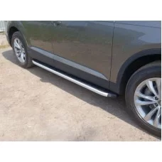 Пороги алюминиевые ТСС с накладкой для Audi Q7 2015-2024
