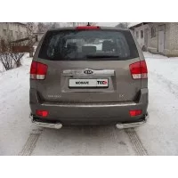 Защита задняя двойные уголки 76-42 мм (кроме пневмоподвески) для Kia Mohave 2008-2016